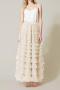 elegant non-stretch solid color high waist pleated mesh cake maxi skirt_Black_White_Light Pink_Magenta_Beige
