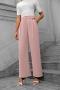 new casual non-stretch solid color high-waisted wide-leg loose straight pants_Pink