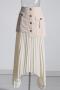 stylish non-stretch fake two-piece splicing irregular pleated maxi skirt_Black_Beige