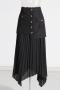 stylish non-stretch fake two-piece splicing irregular pleated maxi skirt_Black