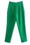 casual non-stretch solid color high-waisted straigh pants(size run small)_Dark Gray_Pink_Aqua Green_Green