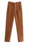 casual non-stretch solid color high-waisted straigh pants(size run small)_Dark Gray_Pink_Aqua Green_Green_Dark Green_Sky Blue_Blue_Reddish Brown