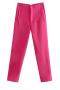 casual non-stretch solid color slim high-waisted straigh pants(size run small)_Black_White_Gray_Pink_Red_Rose Red_Magenta