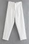 casual non-stretch solid color slim high-waisted straigh pants(size run small)_Black_White