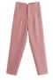 casual non-stretch solid color slim high-waisted straigh pants(size run small)_Black_White_Gray_Pink