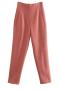 casual non-stretch solid color slim high-waisted straigh pants(size run small)_Black_White_Gray_Pink_Red_Rose Red_Magenta_Yellow_Orange