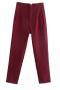 casual non-stretch solid color slim high-waisted straigh pants(size run small)_Black_White_Gray_Pink_Red_Rose Red