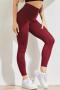 plus size high stretch 7 colors solid color high-waist leggings_Black_Gray_Pink_Rose Red