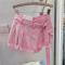 stylish non-stretch denim raw edge all-match skort(size run small)_White_Pink
