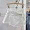 stylish non-stretch denim raw edge all-match skort(size run small)_White