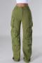 casual plus size slight stretch 4 colors solid color high-waist pocket pants_Gray_Pink_Magenta_Green