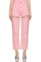 casual slight stretch denim hollow rhinestone high-waist jeans size run small_Black_Pink
