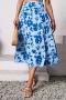 new sexy non-stretch batch printing midi floral skirts_Aqua Green_Green_Blue