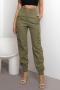casual non-stretch solid color 4-colors high-waist cargo pants_Black_Dark Gray_Dark Green