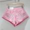 sexy slight stretch denim rhinestone all-match hot shorts(size run small)_Black_Gray_Pink