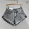 sexy slight stretch denim rhinestone all-match hot shorts(size run small)_Black_Gray