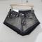 sexy slight stretch denim rhinestone all-match hot shorts(size run small)_Black