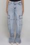 casual non-stretch simple solid color mid waist cargo jeans_Dark Gray_Blue