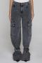 casual non-stretch simple solid color mid waist cargo jeans_Dark Gray
