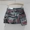 stylish non-stretch denim letter graffiti lined cargo mini skirt(size run small0_White_Dark Gray