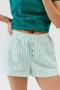 casual non-stretch striped printed loose button decor shorts_Magenta_Yellow_Aqua Green