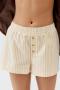 casual non-stretch striped printed loose button decor shorts_Magenta_Yellow