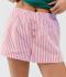 casual non-stretch striped printed loose button decor shorts_Magenta