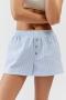 casual non-stretch pinstripes printed loose button decor shorts_Pink_Sky Blue