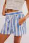 casual non-stretch striped printed pocket loose shorts(only shorts)_Pink_Red_Orange_Green_Blue