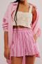 casual non-stretch striped printed pocket loose shorts(only shorts)_Pink