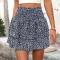 xs-xl stylish non-stretch floral printing high waist all-match mini skirt_Black