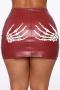 new sexy plus-size slight stretch 6-color fixed printing pu mini skirt_Black_Rose Red
