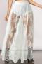 gothic sexy plus size non-stretch see through lace panty lined maxi skirt_Black_White