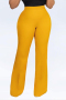 stylish plus size slight stretch 3 colors high waist straight trouser_Magenta_Yellow