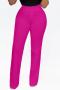 stylish plus size slight stretch 3 colors high waist straight trouser_Magenta