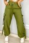 casual new plus-size solid color non-stretch multi-pocket cargo pant_Black_Rose Red_Forest Green