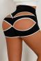 sexy new plus-size high stretch 8-color hollow short(size run small)_Black