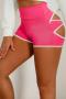 sexy new plus-size high stretch 8-color hollow short(size run small)_Black_Pink