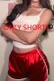 sexy plus-size slight stretch 6-color cotton patchwork shorts(size run small)_Black_Gray_Pink_Red