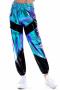 stylish plus size slight stretch color-block laser holographic street pants_Blue