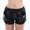 stylish plus size slight stretch 5 colors holographic drawstring hot shorts_Black