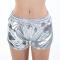 stylish plus size slight stretch 5 colors holographic drawstring hot shorts_Black_Pink_Green_Gold_Silver
