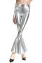 stylish plus size slight stretch 4 colors holographic high waist bell-bottoms_Black_Green_Gold_Silver