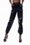 stylish plus size slight stretch 6 colors laser holographic high waist pants_Black