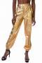 stylish plus size slight stretch 6 colors laser holographic high waist pants_Black_Pink_Blue_Brown_Gold