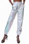 stylish plus size slight stretch 6 colors laser holographic high waist pants_Black_Pink_Blue_Brown_Gold_Silver