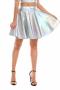 sexy slight stretch laser holographic all-match mini skirt_Blue_Silver
