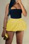 sexy slight stretch solid color high-waist bubble mini skirt new add colors_Black_White_Pink_Yellow