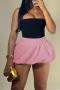 sexy slight stretch solid color high-waist bubble mini skirt new add colors_Black_White_Pink