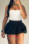 sexy slight stretch solid color high-waist bubble mini skirt_Black
